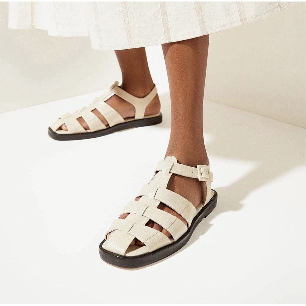 Women's Paula Torres Handmade Brazil Beige Gladiator Sandals Size US 6 NWOB